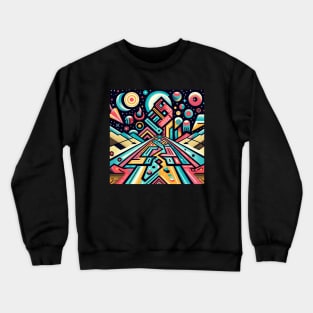 Retrofuturistic Dreamscape: A Synthesis of Space and Geometry Crewneck Sweatshirt